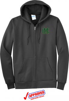 Port & Company Adult / Youth Fleece Full-Zip Hooded Sweatshirt - Charcoal